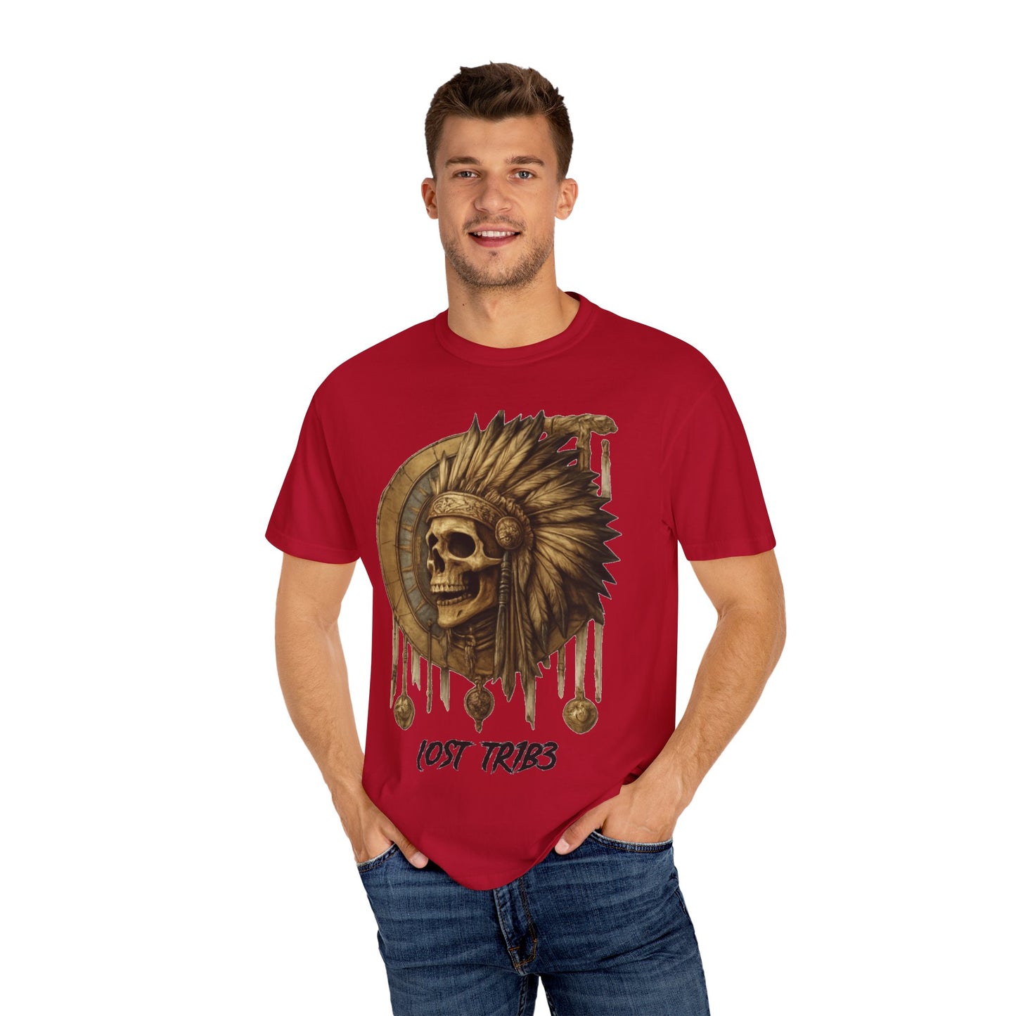 Unisex Garment-Dyed T-Shirt - 'Lost Tribe' Skull Design
