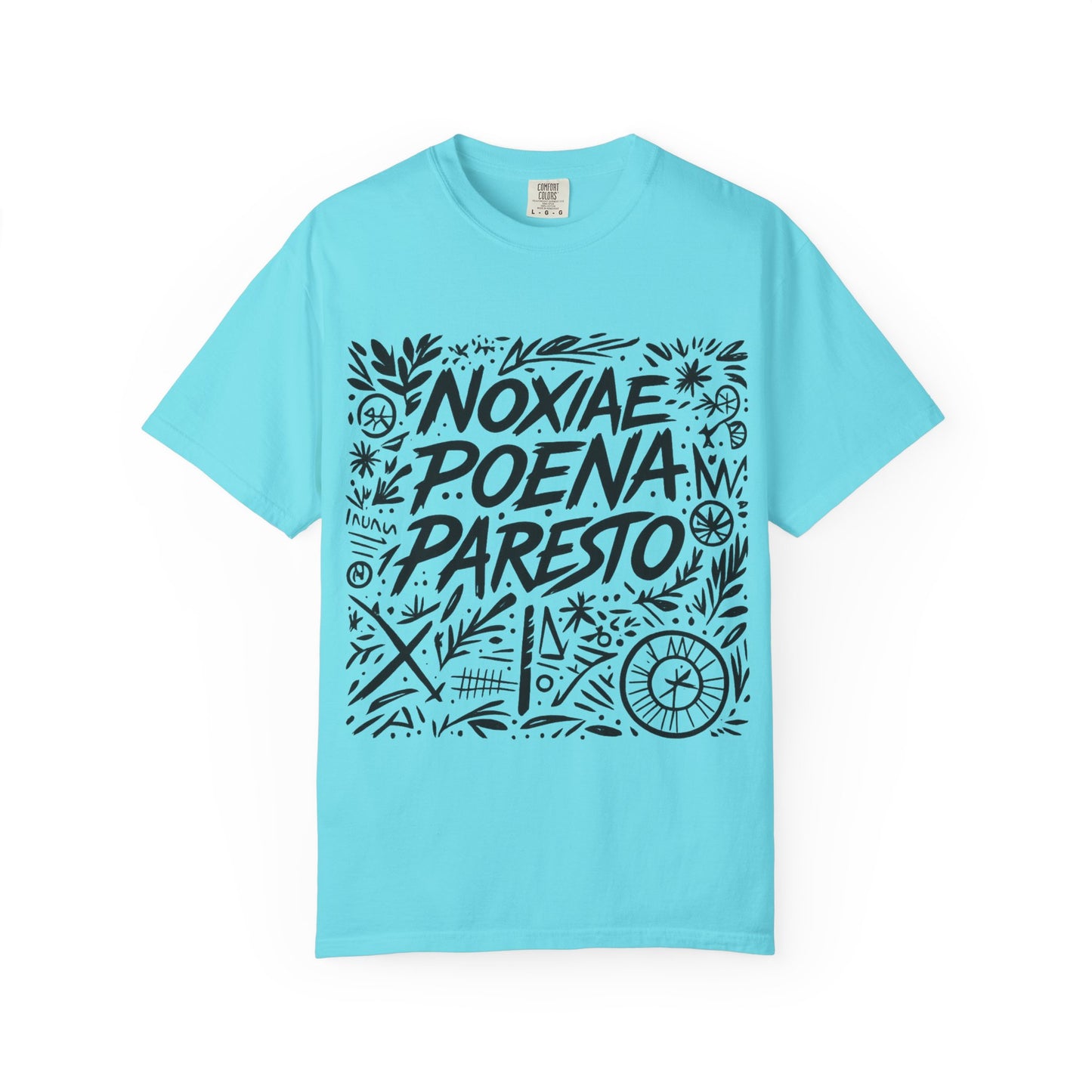 Garment-Dyed Unisex T-Shirt - Noxiae Poena Paresto with Apple Design