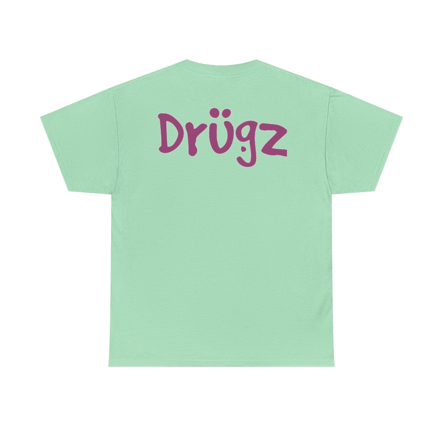 Colorful Unisex Heavy Cotton Tee - 'BAAD HABITZ' and 'Drügz' Graphic, Streetwear Vibe, Perfect for Casual Outings, Gifts, and Festivals