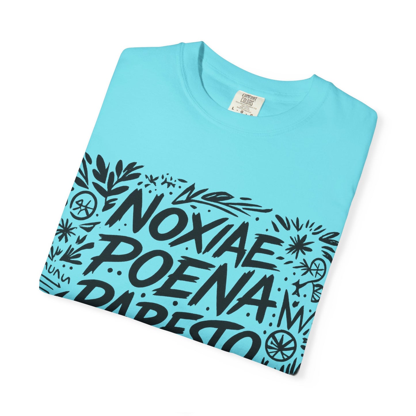 Garment-Dyed Unisex T-Shirt - Noxiae Poena Paresto with Apple Design