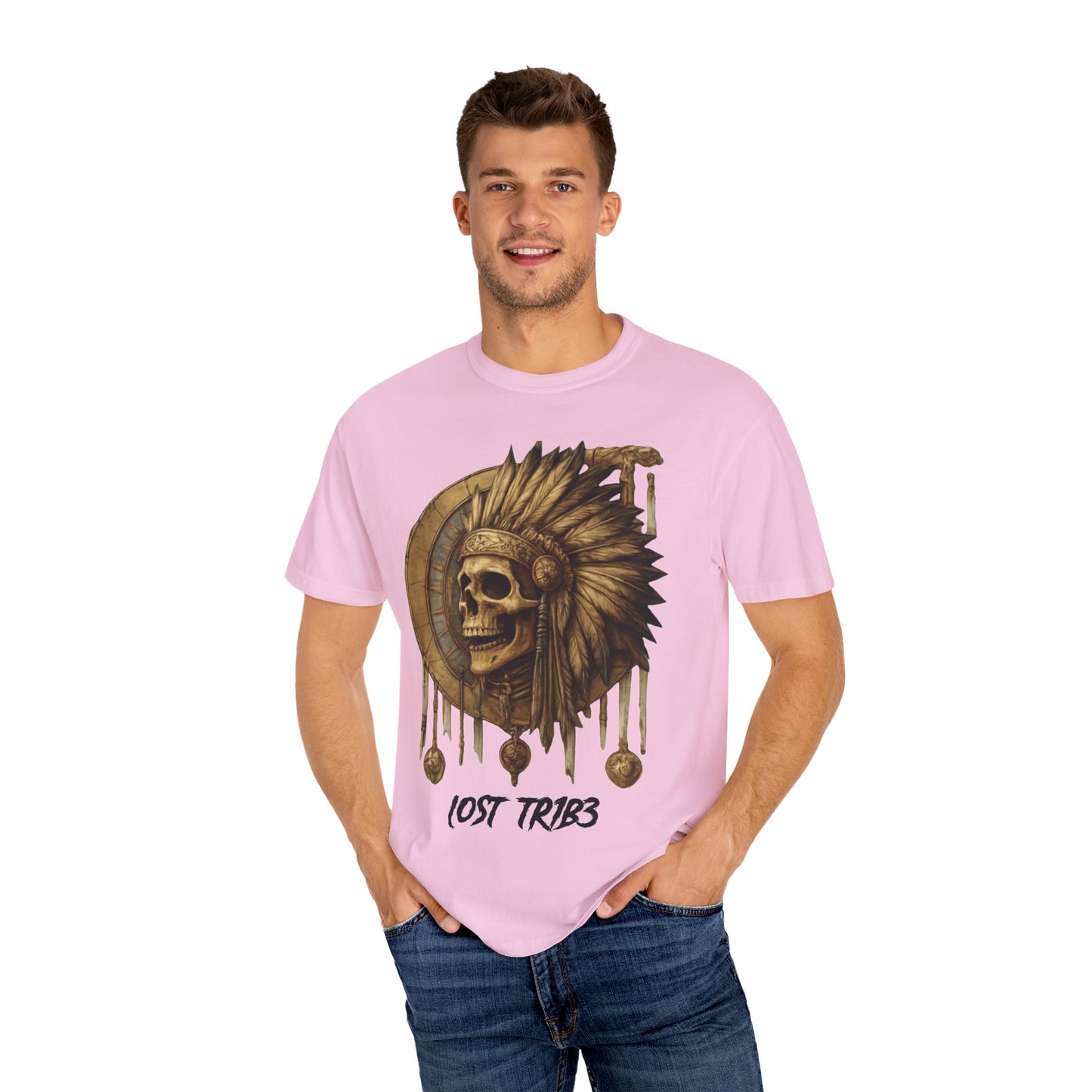 Unisex Garment-Dyed T-Shirt - 'Lost Tribe' Skull Design