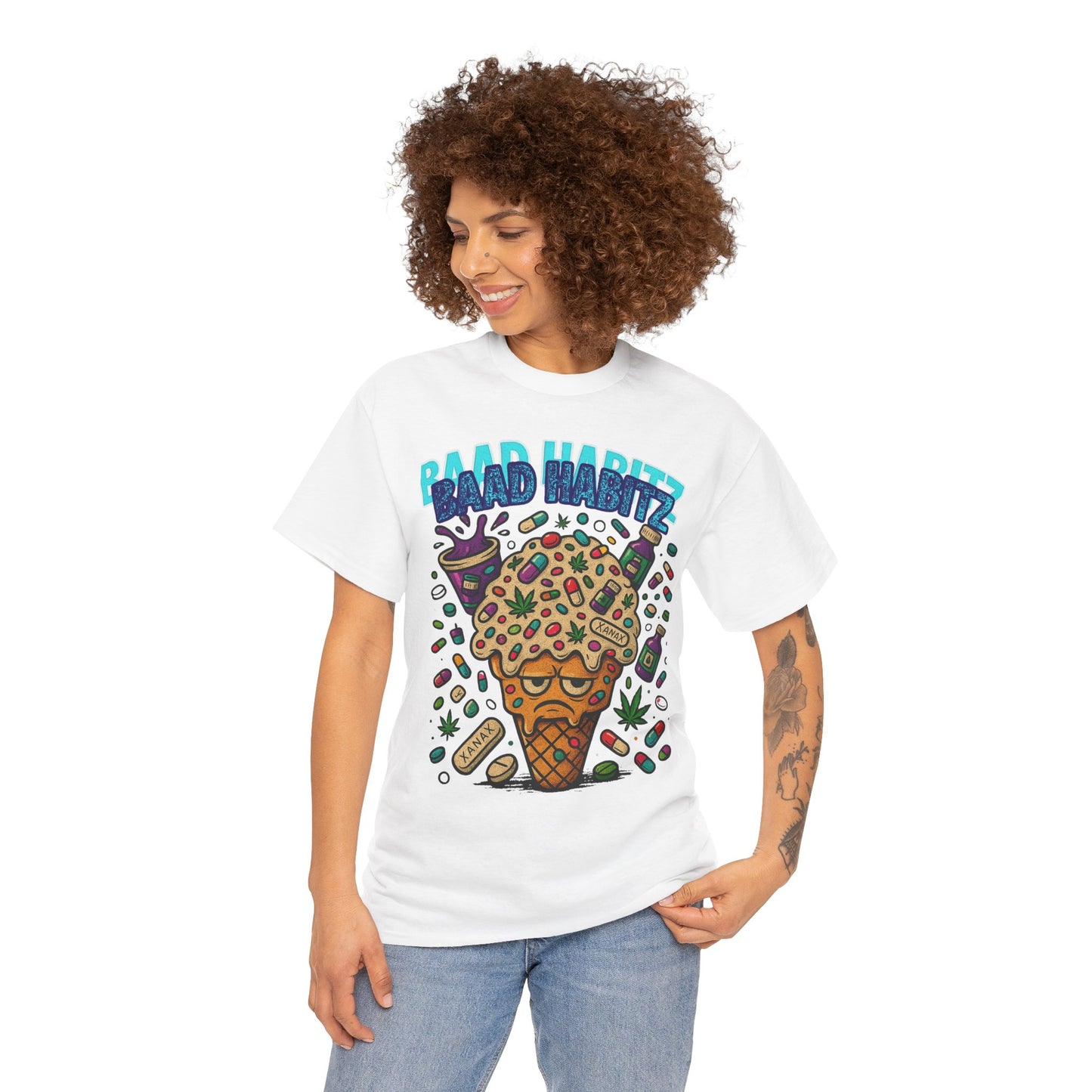 Fun Ice Cream Graphic Tee, Unisex Heavy Cotton Shirt, Summer Wear, Gift for Friends, Casual Outfit, Music Festival Apparel
