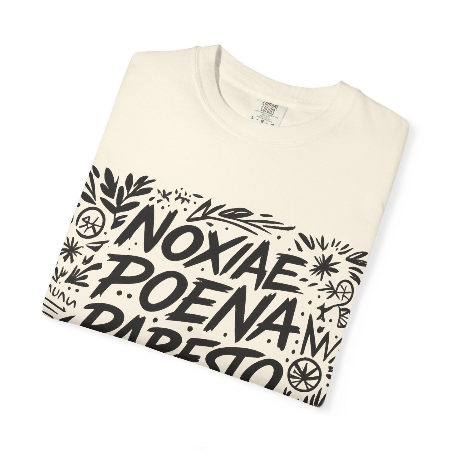 Garment-Dyed Unisex T-Shirt - Noxiae Poena Paresto with Apple Design