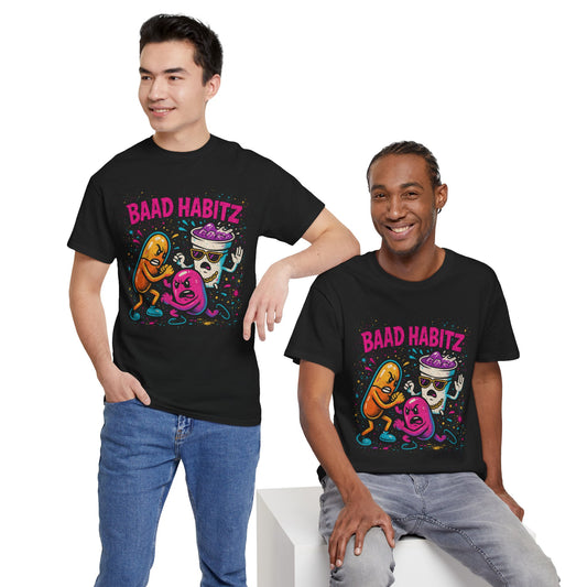 Funny Graphic Tee, Unisex Humor Shirt, Party Wear, Baad Habitz Apparel, Drugz T-Shirt, Gift for Friends