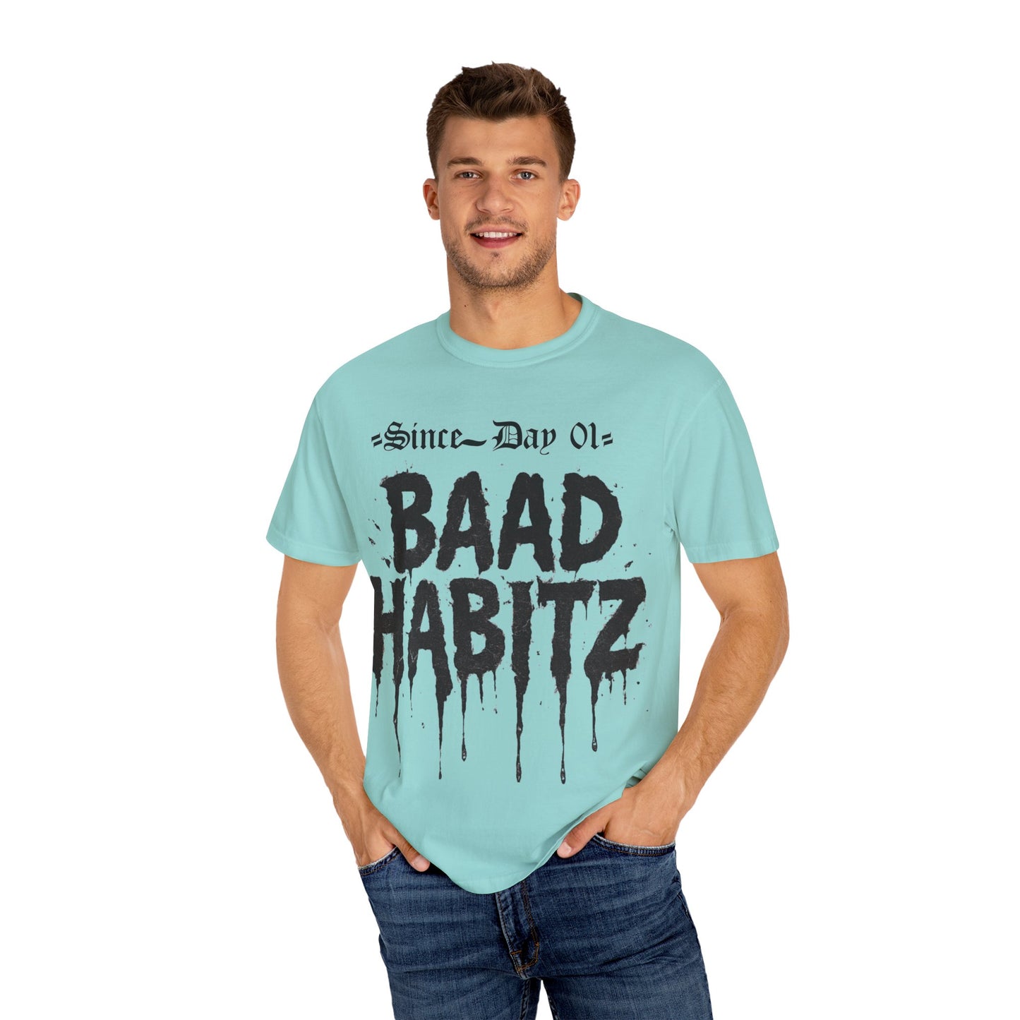 Trendy Unisex Graphic T-Shirt - 'BAAD HABITZ' & 'BORN RYC' Design
