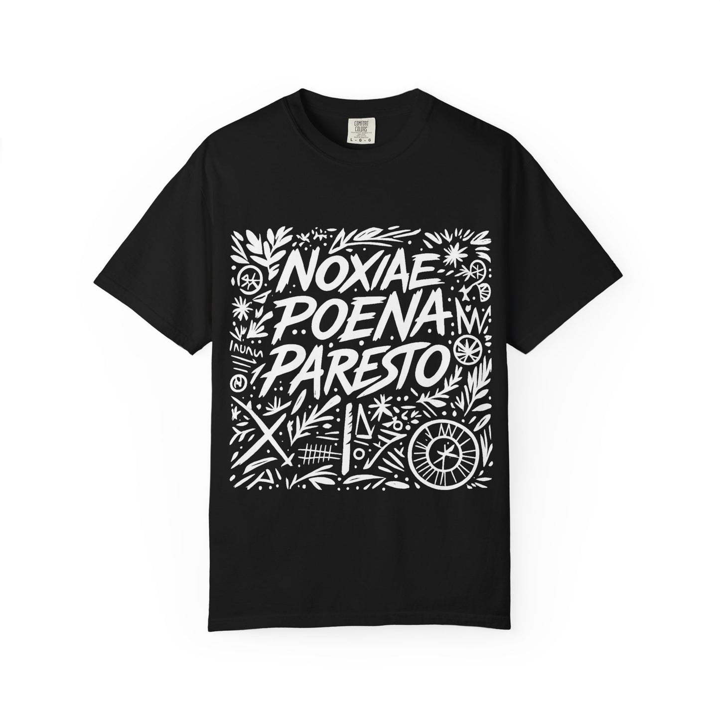 Garment-Dyed Unisex T-Shirt - Noxiae Poena Paresto with Apple Design