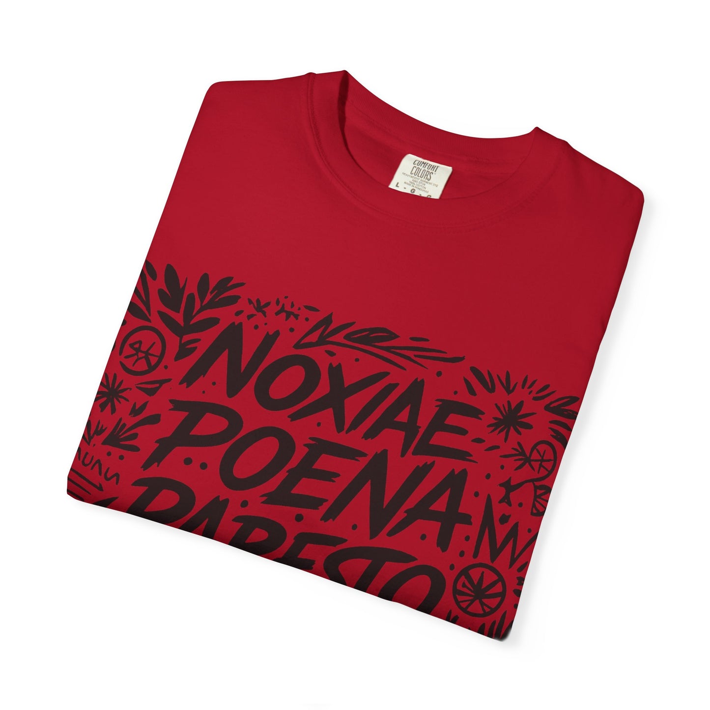 Garment-Dyed Unisex T-Shirt - Noxiae Poena Paresto with Apple Design