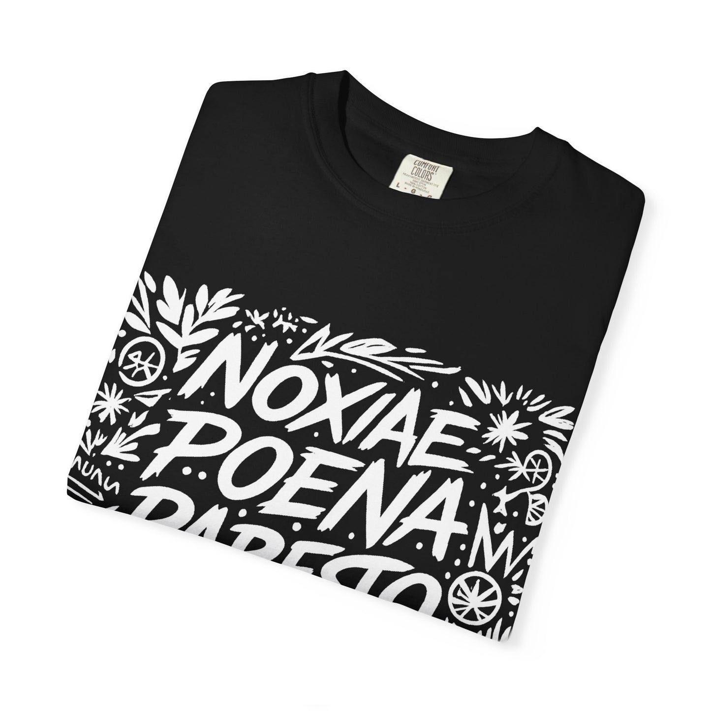 Garment-Dyed Unisex T-Shirt - Noxiae Poena Paresto with Apple Design
