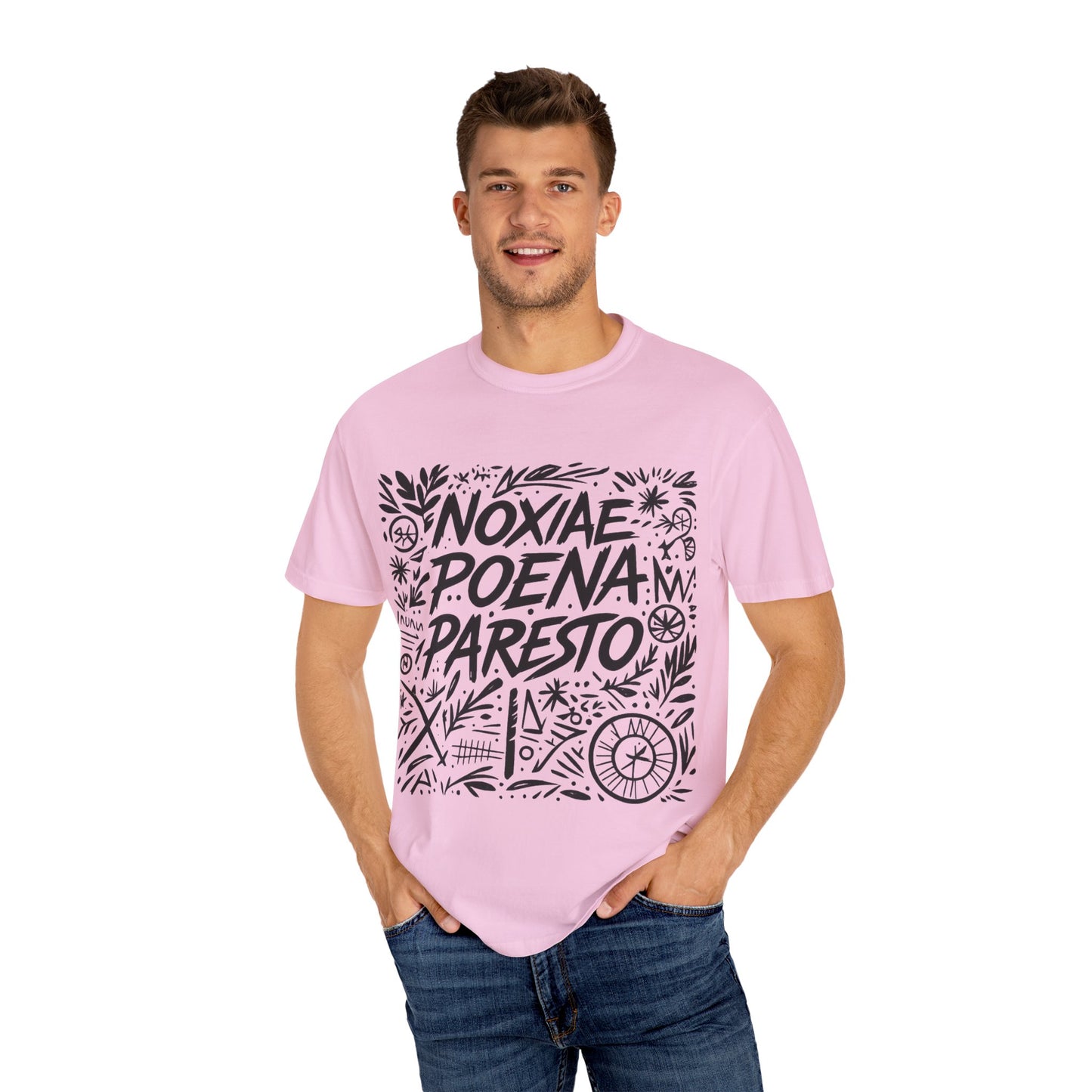 Garment-Dyed Unisex T-Shirt - Noxiae Poena Paresto with Apple Design
