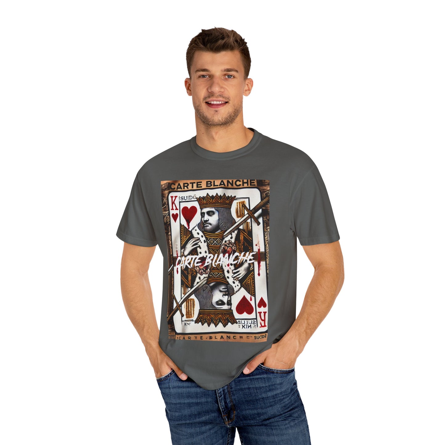 Street Art Graphic T-Shirt - 'God Save the Queen' & 'Carte Blanche' Design