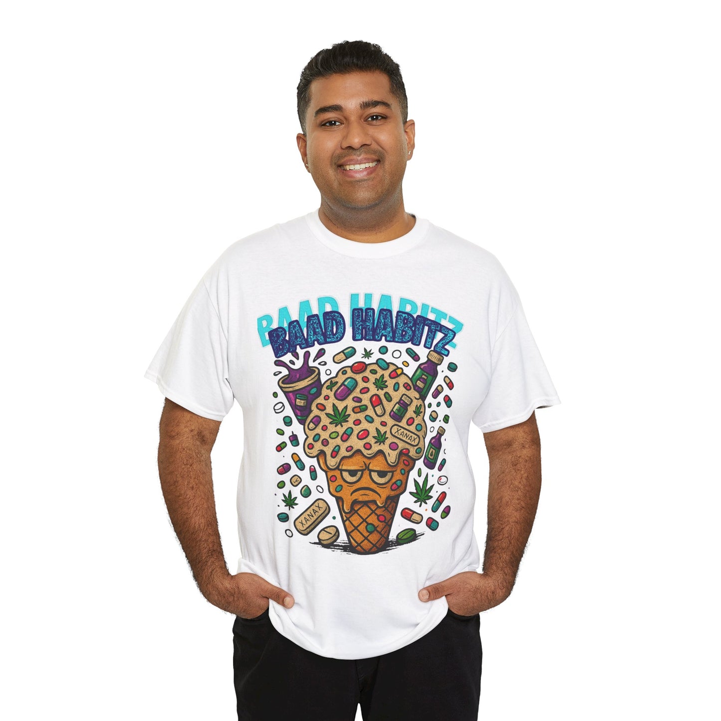 Fun Ice Cream Graphic Tee, Unisex Heavy Cotton Shirt, Summer Wear, Gift for Friends, Casual Outfit, Music Festival Apparel