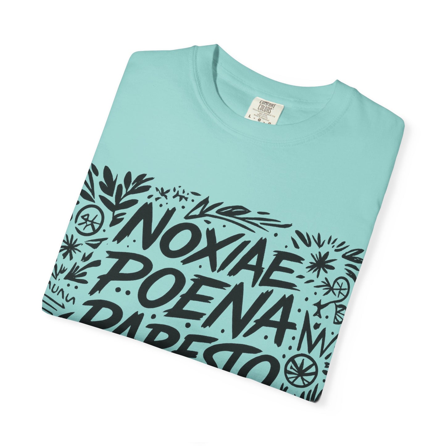 Garment-Dyed Unisex T-Shirt - Noxiae Poena Paresto with Apple Design