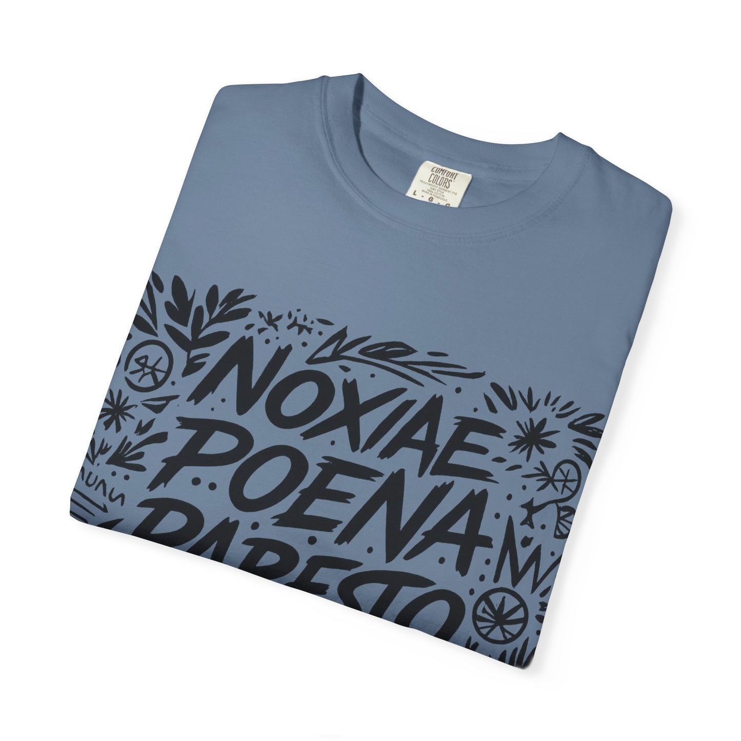 Garment-Dyed Unisex T-Shirt - Noxiae Poena Paresto with Apple Design