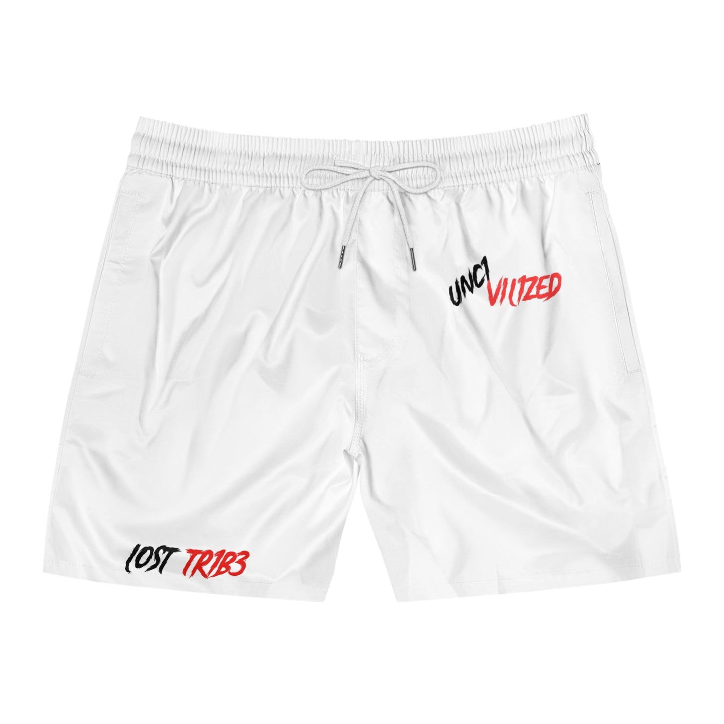 Men's Mid-Length Swim Shorts - Casual Beachwear with Bold Graphics