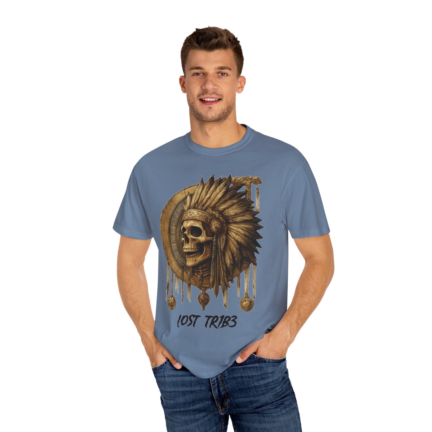 Unisex Garment-Dyed T-Shirt - 'Lost Tribe' Skull Design