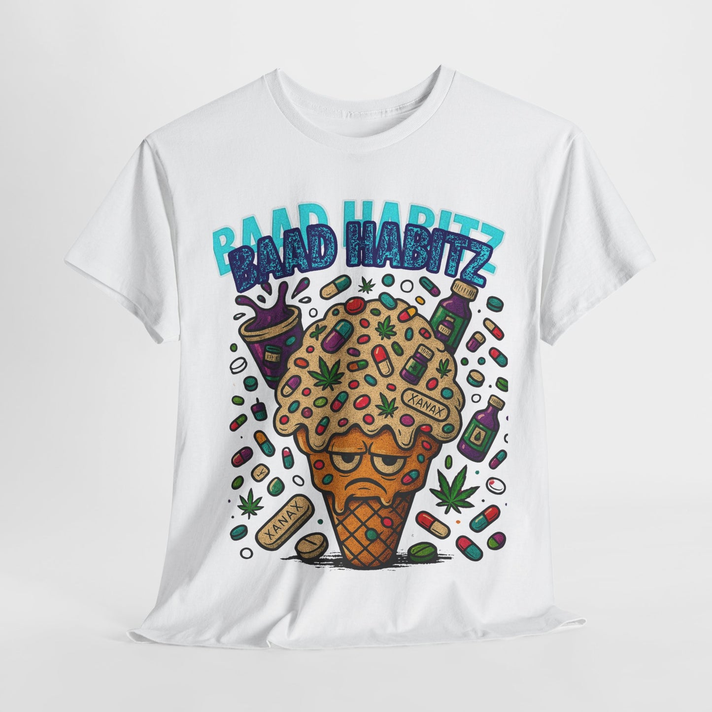Fun Ice Cream Graphic Tee, Unisex Heavy Cotton Shirt, Summer Wear, Gift for Friends, Casual Outfit, Music Festival Apparel