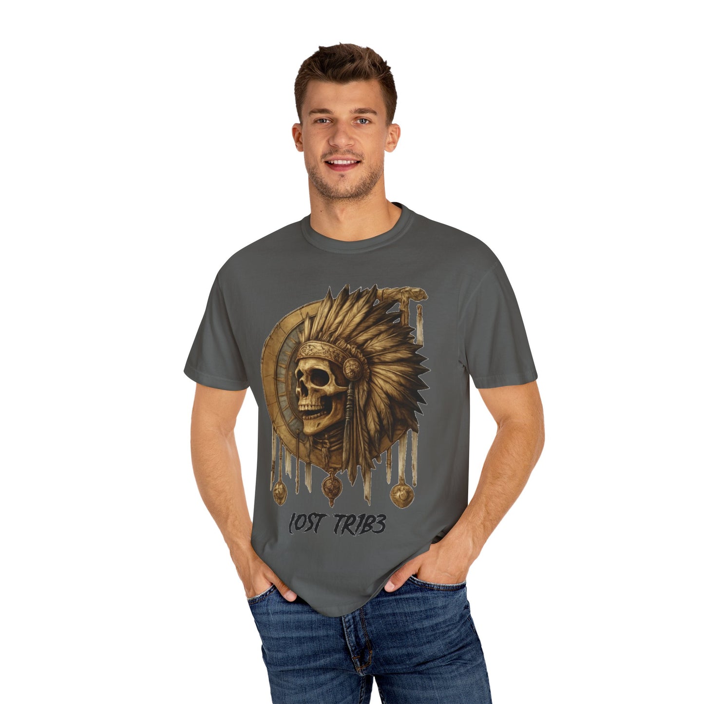 Unisex Garment-Dyed T-Shirt - 'Lost Tribe' Skull Design