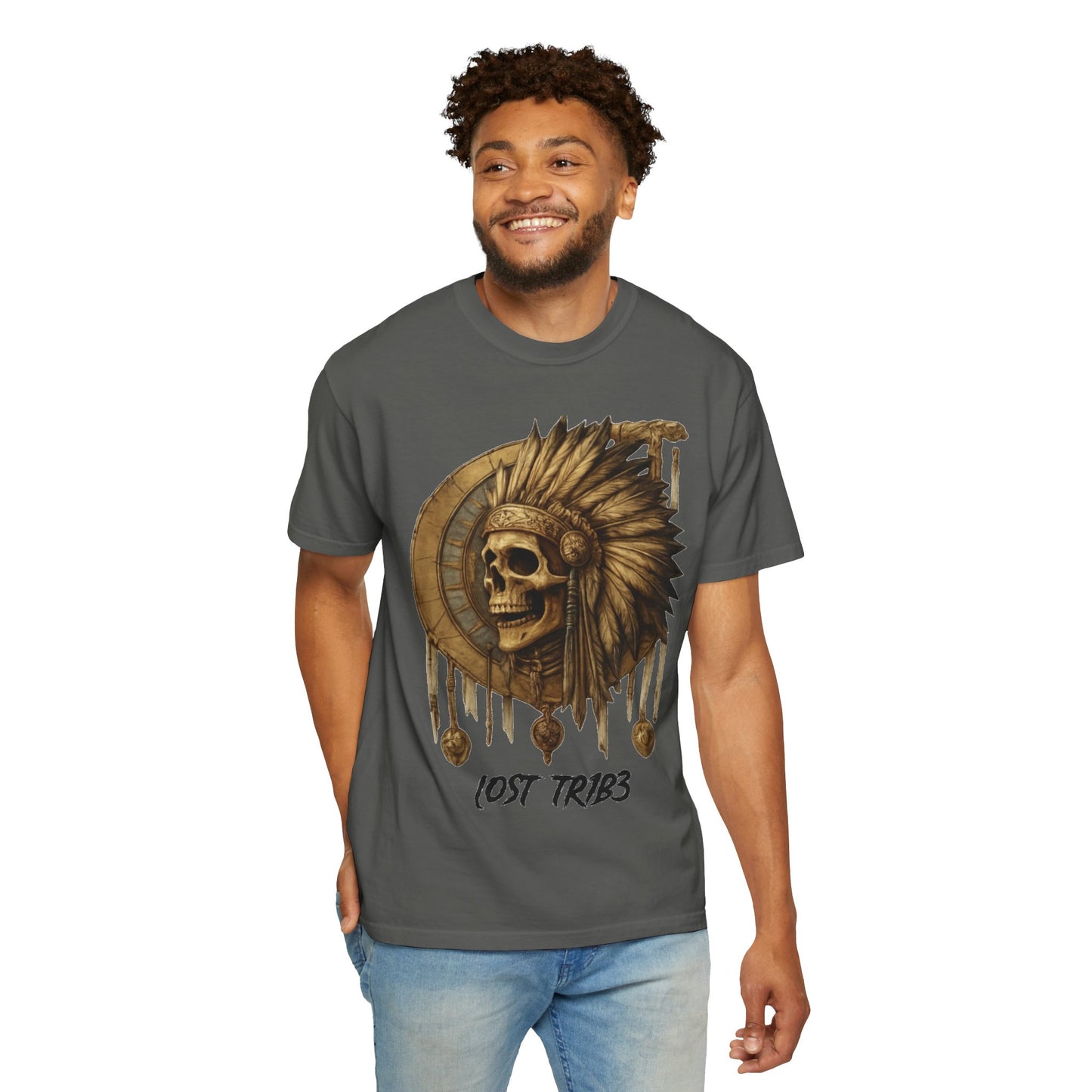 Unisex Garment-Dyed T-Shirt - 'Lost Tribe' Skull Design