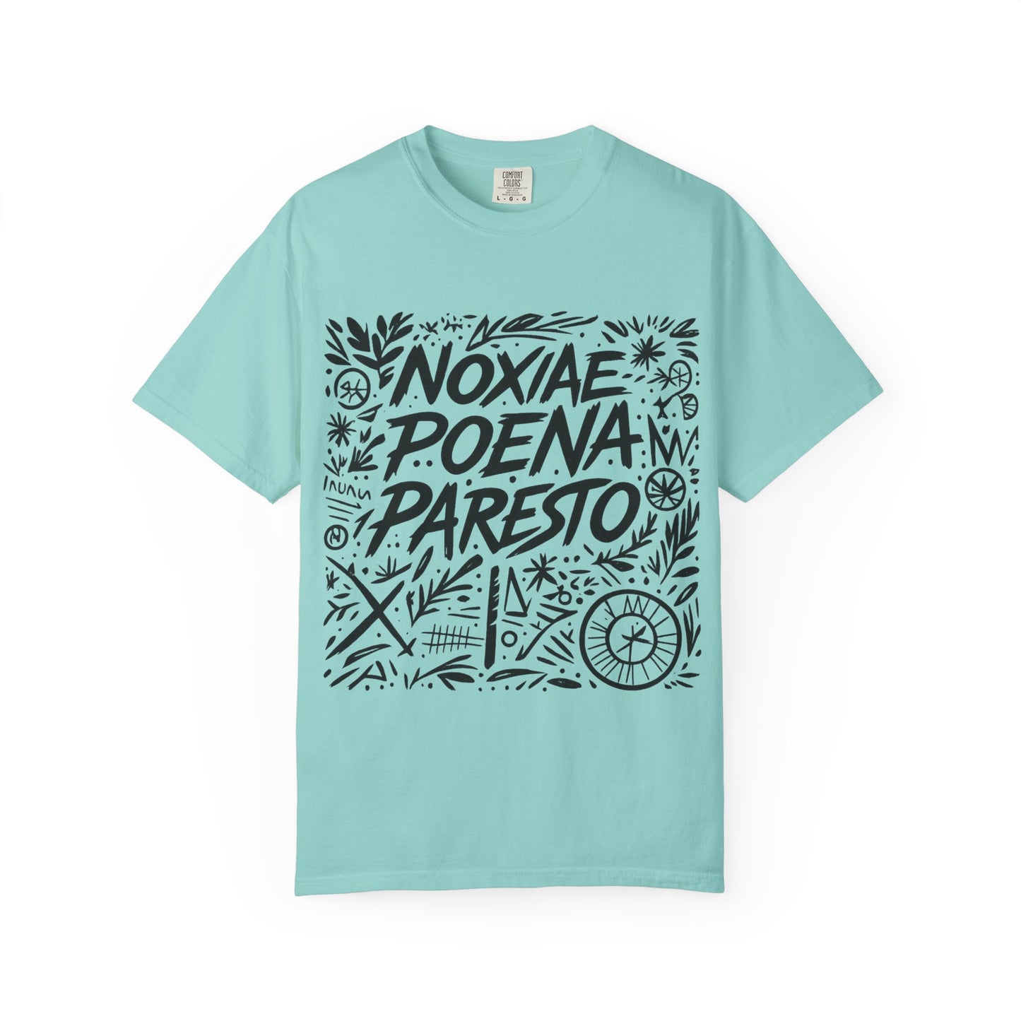 Garment-Dyed Unisex T-Shirt - Noxiae Poena Paresto with Apple Design