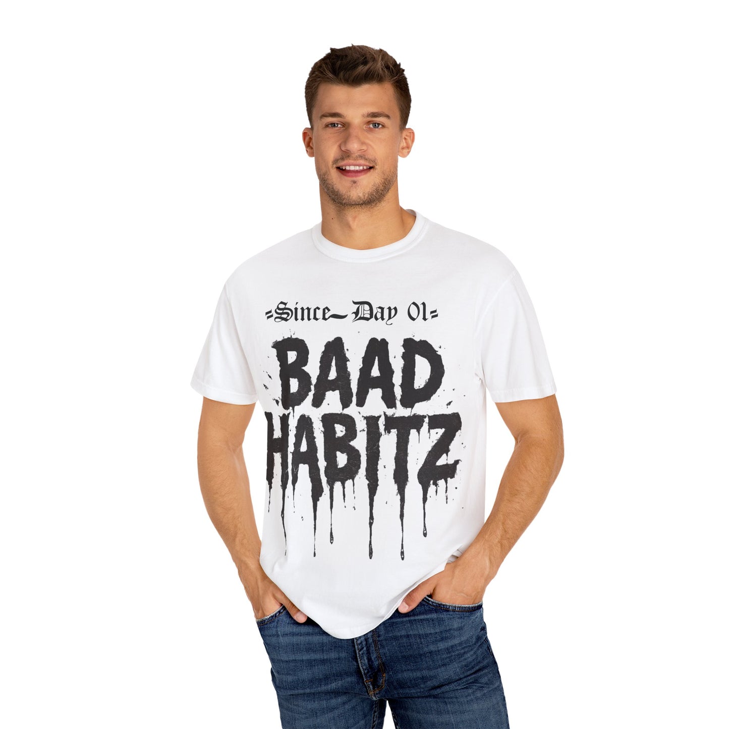 Trendy Unisex Graphic T-Shirt - 'BAAD HABITZ' & 'BORN RYC' Design