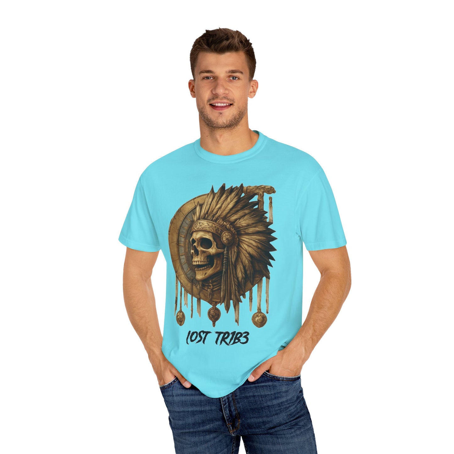 Unisex Garment-Dyed T-Shirt - 'Lost Tribe' Skull Design