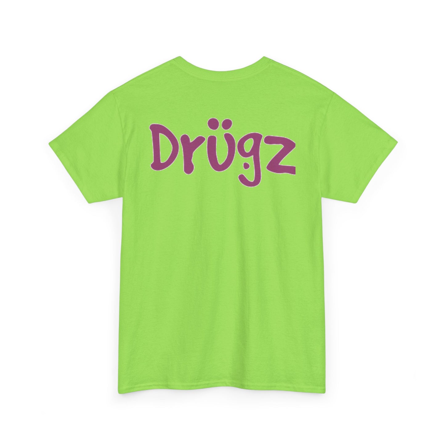 Colorful Unisex Heavy Cotton Tee - 'BAAD HABITZ' and 'Drügz' Graphic, Streetwear Vibe, Perfect for Casual Outings, Gifts, and Festivals