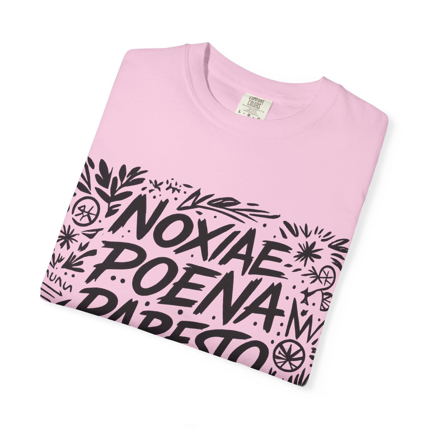 Garment-Dyed Unisex T-Shirt - Noxiae Poena Paresto with Apple Design