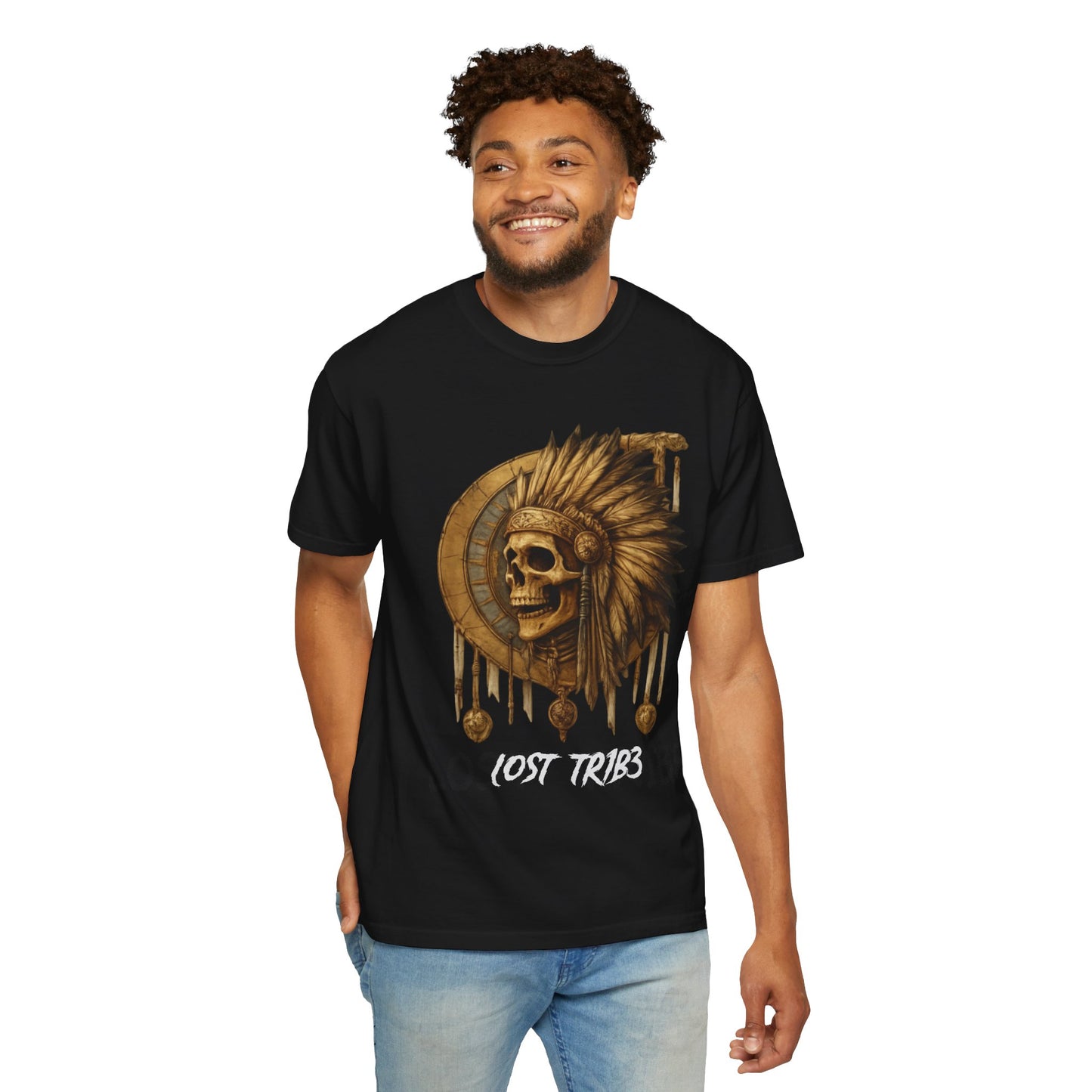 Unisex Garment-Dyed T-Shirt - 'Lost Tribe' Skull Design