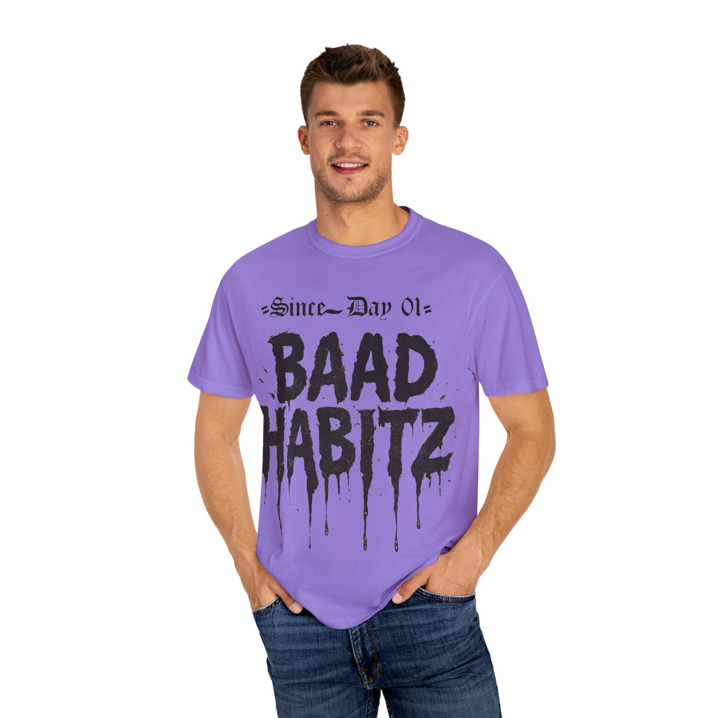 Trendy Unisex Graphic T-Shirt - 'BAAD HABITZ' & 'BORN RYC' Design