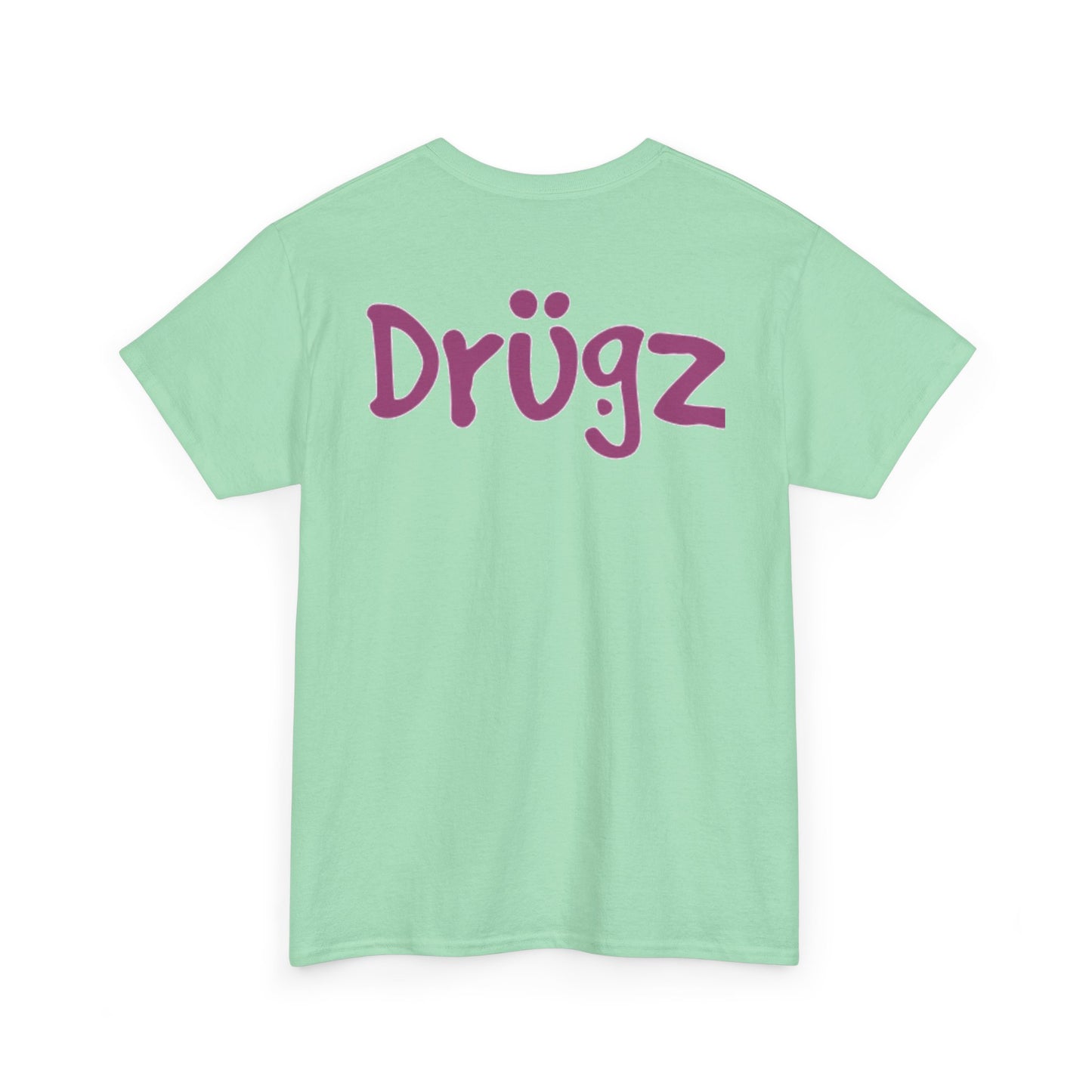 Colorful Unisex Heavy Cotton Tee - 'BAAD HABITZ' and 'Drügz' Graphic, Streetwear Vibe, Perfect for Casual Outings, Gifts, and Festivals