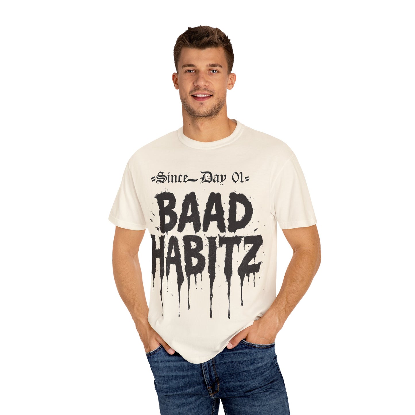Trendy Unisex Graphic T-Shirt - 'BAAD HABITZ' & 'BORN RYC' Design