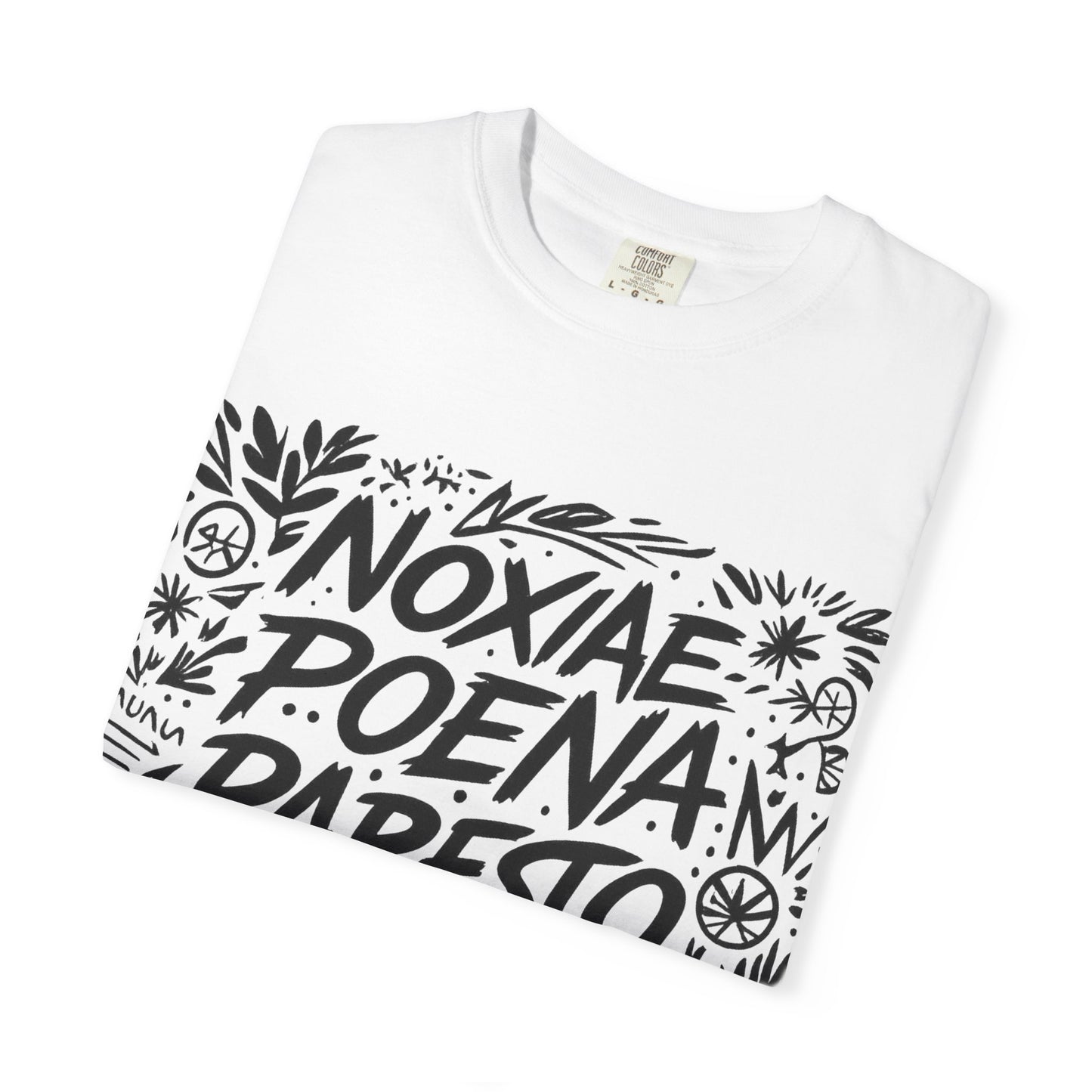 Garment-Dyed Unisex T-Shirt - Noxiae Poena Paresto with Apple Design
