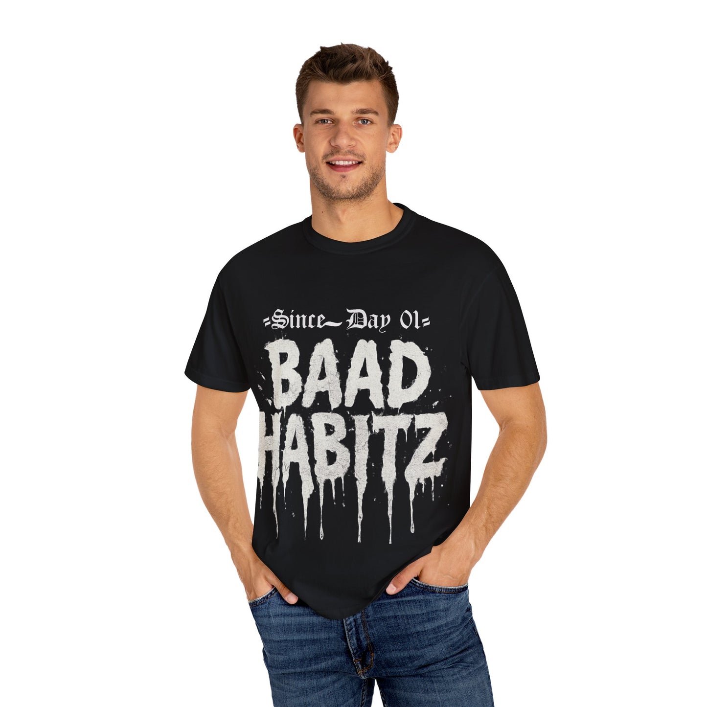 Trendy Unisex Graphic T-Shirt - 'BAAD HABITZ' & 'BORN RYC' Design