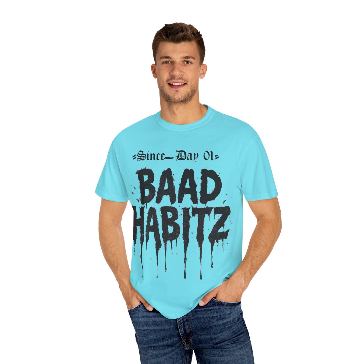 Trendy Unisex Graphic T-Shirt - 'BAAD HABITZ' & 'BORN RYC' Design