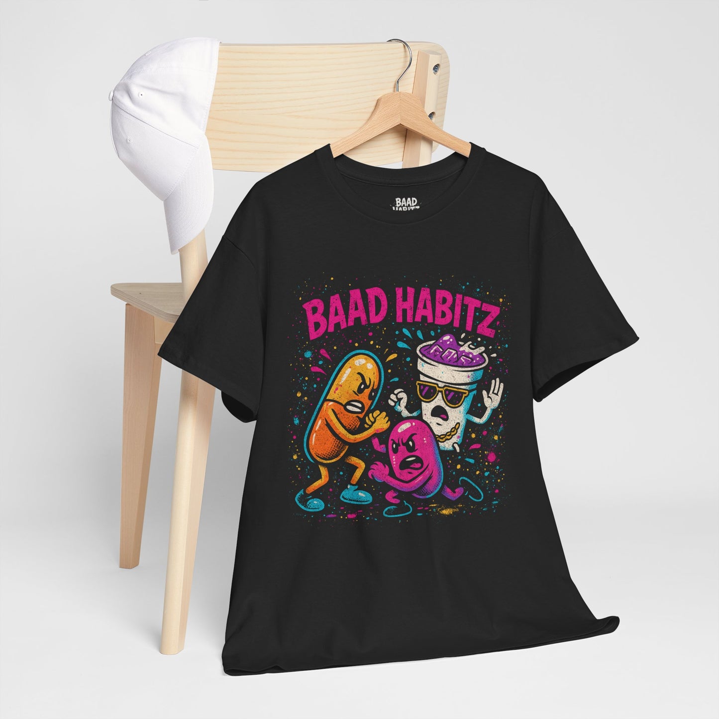 Funny Graphic Tee, Unisex Humor Shirt, Party Wear, Baad Habitz Apparel, Drugz T-Shirt, Gift for Friends
