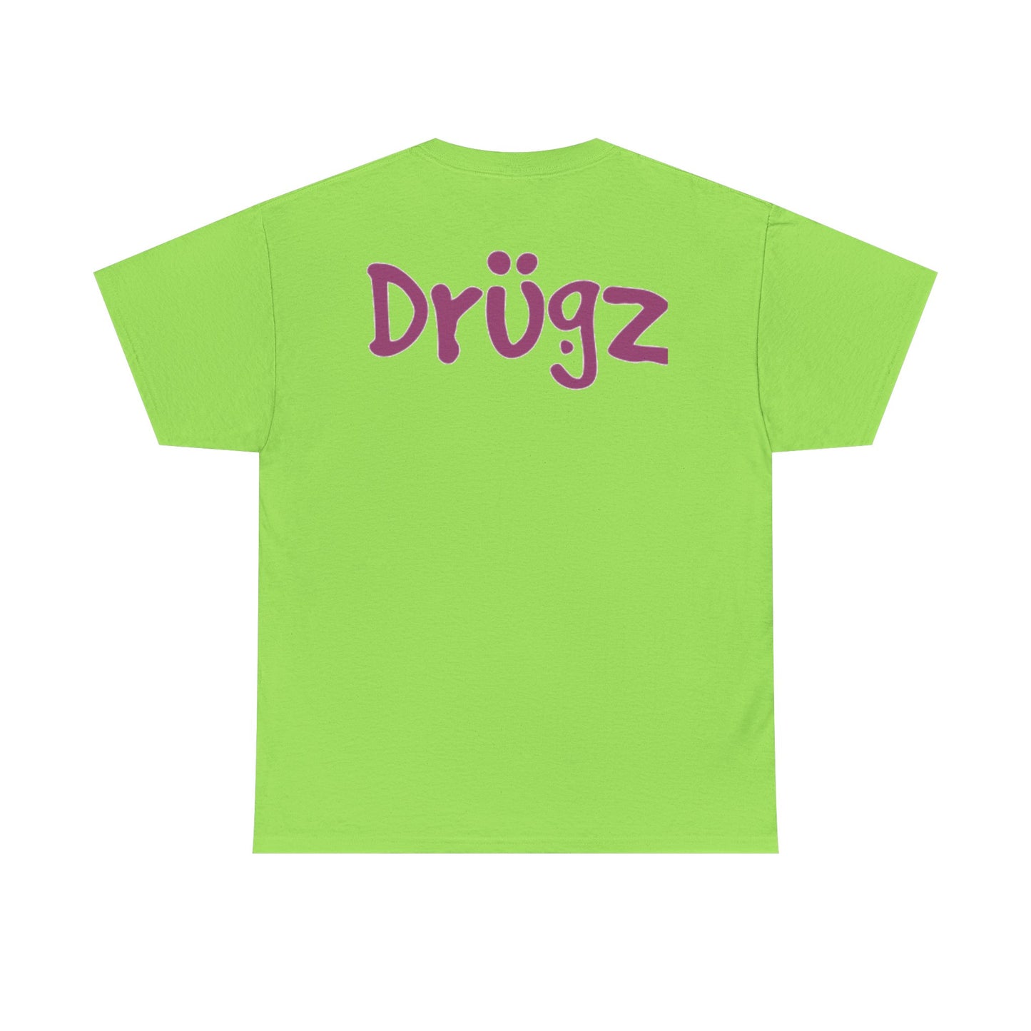 Colorful Unisex Heavy Cotton Tee - 'BAAD HABITZ' and 'Drügz' Graphic, Streetwear Vibe, Perfect for Casual Outings, Gifts, and Festivals