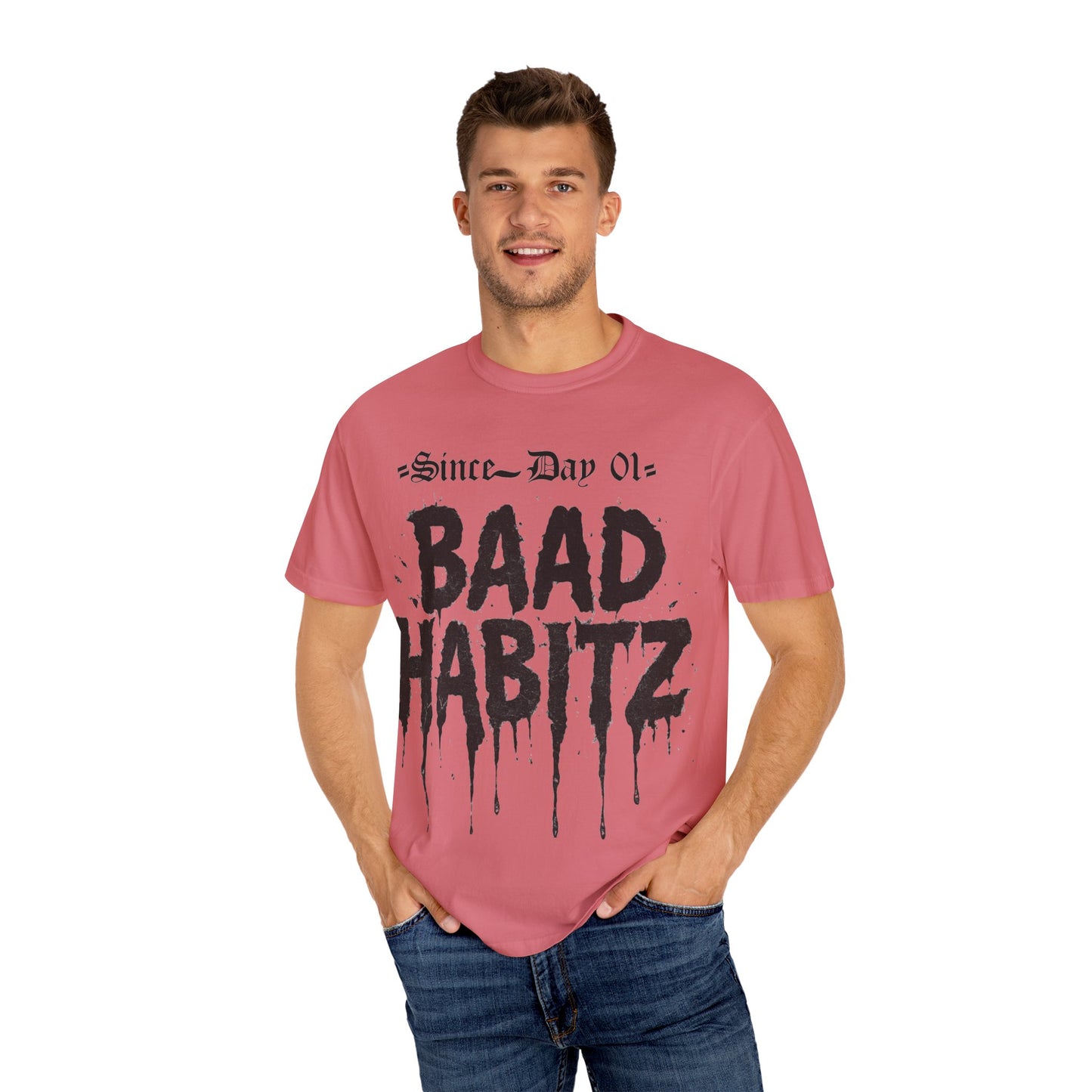 Trendy Unisex Graphic T-Shirt - 'BAAD HABITZ' & 'BORN RYC' Design
