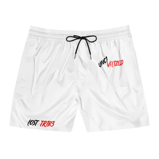 Men's Mid-Length Swim Shorts - Casual Beachwear with Bold Graphics