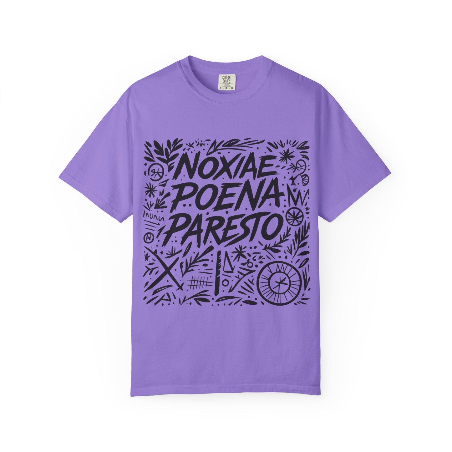 Garment-Dyed Unisex T-Shirt - Noxiae Poena Paresto with Apple Design