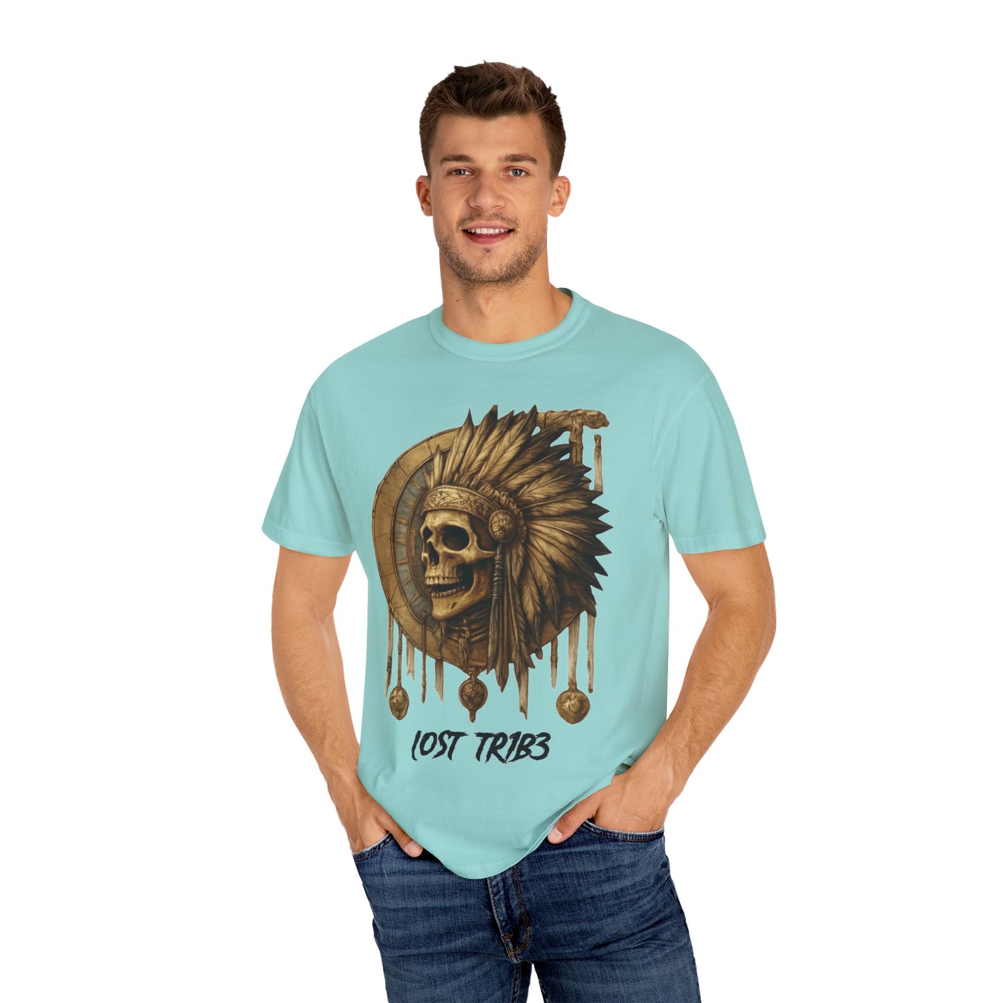 Unisex Garment-Dyed T-Shirt - 'Lost Tribe' Skull Design