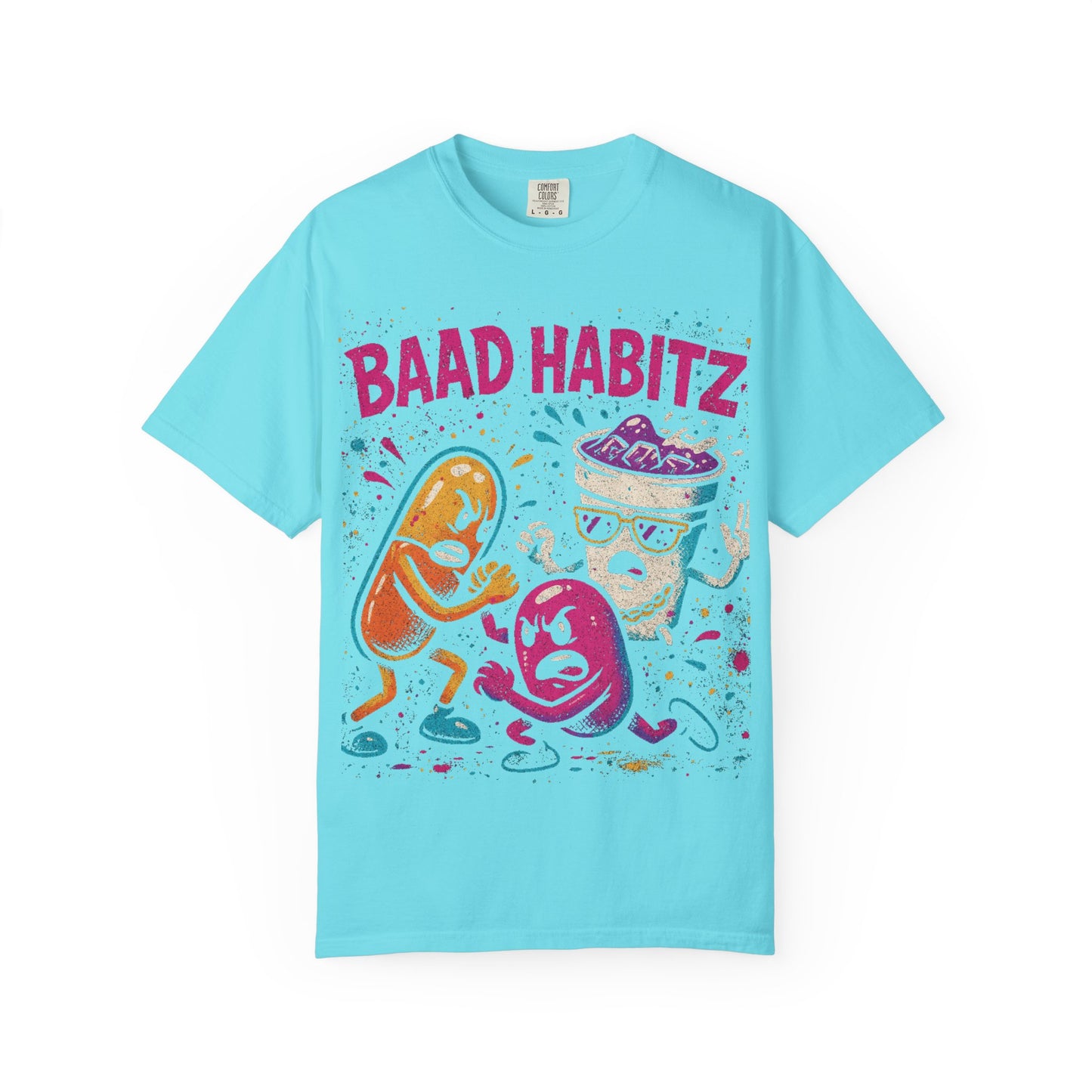 Unisex Garment-Dyed T-Shirt with 'Baad Habitz' Graphic - Fun, Playful Design for Casual Wear
