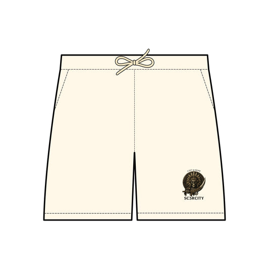 Unisex Lightweight Fleece Sweat Shorts with Embroidered Lion Design