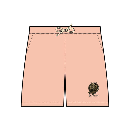 Unisex Lightweight Fleece Sweat Shorts with Embroidered Lion Design