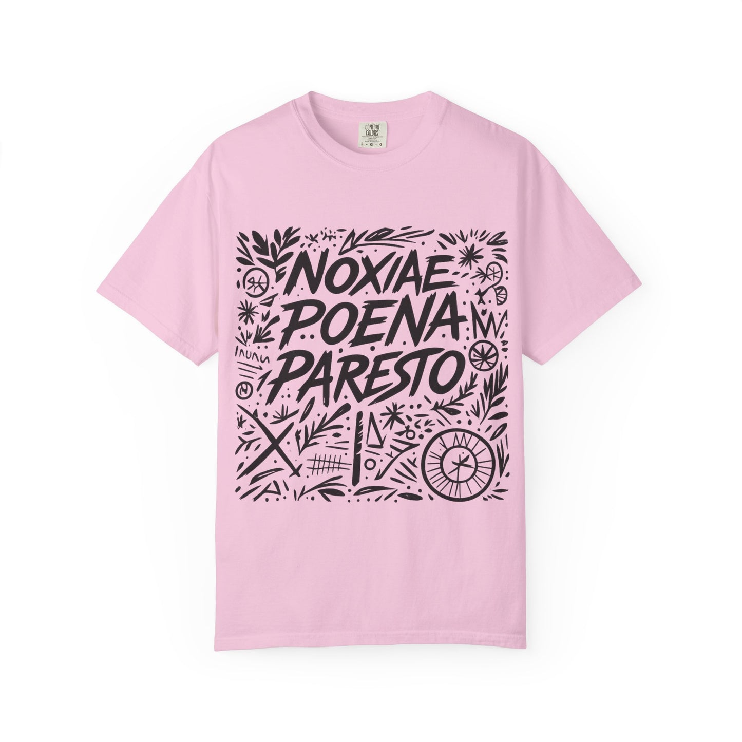 Garment-Dyed Unisex T-Shirt - Noxiae Poena Paresto with Apple Design